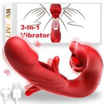 3in1 klitorio, G taško ir analinis vibratorius LIVMAN LY-002 su liežuvėliu, 5 vibruojančiais ir 5 kramtomaisiais režimais