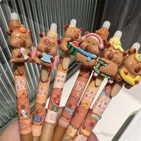 6 vnt. Kapibaros ištrinamas paspaudžiamas rašiklis Kawaii dervos geliniai rašikliai Studentų kanceliarinės prekės Mielas tušinukas Mokyklinės prekės Biuro reikmenys 6PCS