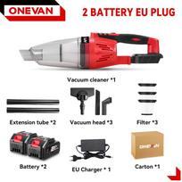 ONEVAN 12KPA Elektrinis dulkių siurblys 1500W Daugiafunkcis rankinis automobilio namų valymo dulkių įrankis Makita 18v baterijos kaiščiui 2xBattety-EU Plug