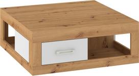 Kavos staliukas Meblocross Verin VRN-02 stačiakampis medinis, su dviem stalčiais, ąžuolas Artisan / baltas