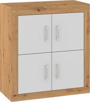 Komoda Meblocross Verin VRN-01 su 4 durelėmis, praktiško dizaino, medienos imitacijos apdaila