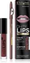 Matiniai lūpų dažai Eveline Oh My Lips Liquid Matt Lipstick, 4,5 ml + lūpų pieštukas Contour Lip Liner 16 extraordinary red