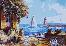 Tapymas pagal numerius, Veranda prie prieplaukos, 40x50, varvikas, MG3109e
