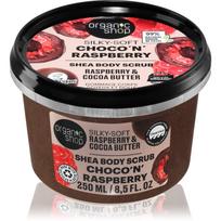 Organic Shop Choco'n'Raspberry švelnus kūno šveitiklis su sviestmedžių aliejumi 250 ml