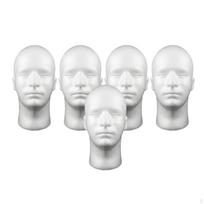 5 vnt. vyriškas putplasčio galvos modelis skrybėlei, perukui, ekspozicijos stovas Balta white