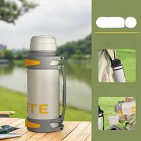 Large-capacity Insulated Water Bottle 304 Stainless Steel Car Outdoor Travel Pot 5 Liters Insulated Water Cup for Men and Women 1200ML smėlis