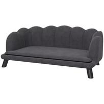 Šunų sofa, skalbiama danga, naminių gyvūnų sofa su atlošu ir medinėmis kojomis, kačių sofa, vidutinio dydžio šunims iki 25 kg, tamsiai pilka