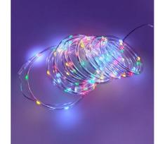 LED lauko girlianda 100xLED/3xAA, 5,45 m, IP44, daugiaspalvė