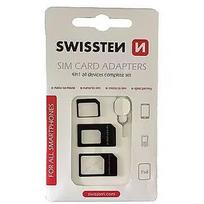Swissten SIM Card Adapter Kit + Needle Black SWIS-NANO-SIM-BL