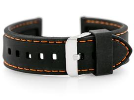 U20 guminis laikrodžio dirželis - juodas / oranžinis 24mm