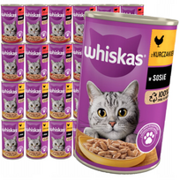 WHISKAS Adult konserv 24x400 g – märgtoit täiskasvanud kassidele, kana/veiseliha kastmes