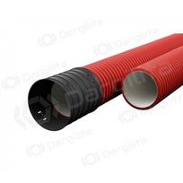 Raudonas gofruotas vamzdis D32 / d22 su virve Ecopipe (be halogenų, 50m)