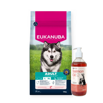 Eukanuba Adult Large Salmon&Barley 12kg + LAB V Lašišų aliejus šunims ir katėms 500ml