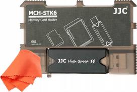 Atminties kortelės laikiklis - JJC MCH STK6GR 6 kortelių organizatorius su USB 3.0 skaitytuvu žalias