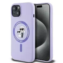 Karl Lagerfeld KLHMP15SSCMKCRHU iPhone 15 6.1" purple hard case with Silicone KC Heads Ring MagSafe