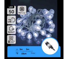 Aigostar - LED lauko girlianda 50xLED/8 funkcijų 8m IP44 šaltai balta