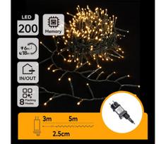 Aigostar – lauko LED girlianda, 200 LED, 8 šviesos režimai, 8 m, IP44, šiltai balta