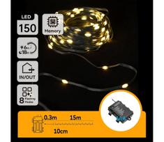 Aigostar -LED Lauko girlianda 150xLED/8 funkcijų 3xAA 15,3m IP44 šiltai balta