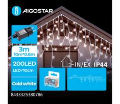 Aigostar - LED lauko girlianda 200 LED/8 funkcijų 13x0,6m IP44 šaltai balta