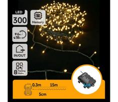 Aigostar-LED Lauko girlianda 300xLED/8 funkcijų 3xAA 15,3m IP44 šiltai balta