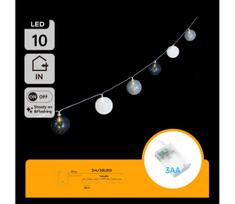 Aigostar - LED girlianda, 10 x LED, maitinama 3 x AA, 2 m, šiltai balta