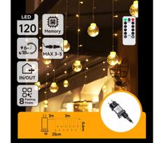 Aigostar - LED lauko kalėdinė girlianda 120xLED/6W/230V/8 funkcijų 3x0,6m IP44 šiltai balta + su nuotolinio valdymo pulteliu