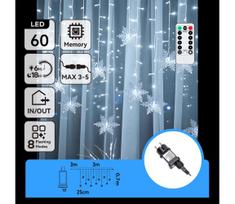 Aigostar - LED lauko kalėdinė girlianda 120xLED/6W/230V/8 funkcijų 3x0,7m IP44 šaltai balta+su nuotoliniu pultu
