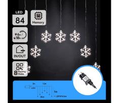Aigostar - LED lauko girlianda 84xLED/8 režimų 1,2x1m IP44 šaltai baltos snaigės