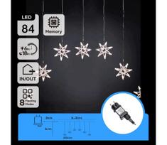 Aigostar - LED lauko girlianda 84xLED/230V 1,2x1m IP44 šaltai baltos snaigės