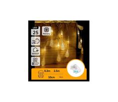 Aigostar - LED lauko kalėdinė girlianda, 25 LED / 8 režimai, 3xAA, 2,5 m, IP44, šiltai balta, lašo formos