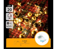 Aigostar - LED girlianda 20xLED/3xAA 2m šilta balta