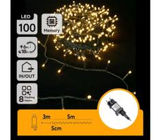 Aigostar - LED lauko girlianda 100xLED/8 funkcijų 8m IP44 šiltai balta