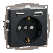 Kištukinis lizdas su įžeminimu Schneider Electric Sedna Design SDD114052 (antracitas, 2xUSB-A)