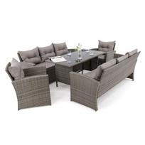 Lauko baldų komplektas FLORIDA 8 BD|Technoratanas|Pilkas|Pagalvės pilkos 01