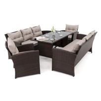 Lauko baldų komplektas FLORIDA 8 BD|Technoratanas|Rudas|Pagalvės pilkos 03