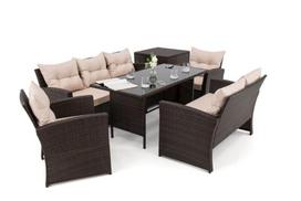 Lauko baldų komplektas FLORIDA BIG|Technoratanas|Rudas|Pagalvės smėlio 01