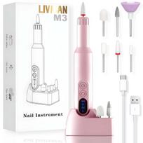 LIVMAN M3 manikiūrui ir pedikiūrui su belaidžio įkrovimo funkcija ir 6 skirtingais antgaliais, 0,5W, 18 000 apsisukimų per minutę