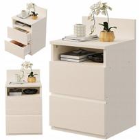 Naktinis staliukas miegamajam, svetainei, 2 stalčiai, loft stiliaus, baltas, modernus