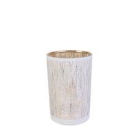 Stiklinė vaza TAURI Home Deco HD9025, balta/aukso, Ø12xH20 cm