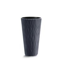 Vazonas PROSPERPLAST SANDY SLIM su įdėklu, 37/11 L, 349x620 mm, antracito spalvos