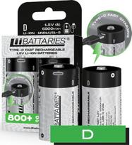 Liibattaries galinga įkraunama ličio jonų baterija d usb-c 2vnt. 6500 mAh.