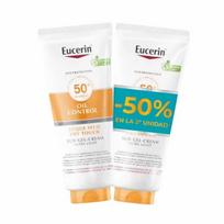 Eucerin Oil Control Dry Touch Sun Gel Cream Ultra Light SPF 50+ apsauginis kremas nuo saulės, 2 x 200 ml