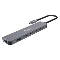 Equip Adapter USB-C->HDMI/4xUSB-C/USB-A 4K/ 60Hz 0.25m Alu.