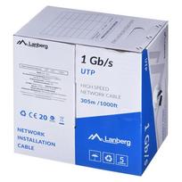 LANBERG LAN KABELIS UTP 1GB/S 305M SOLID, IJKLBELCU6_10CC_0305_BK