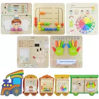 MASTERKIDZ traukinio lentos rinkinys 5in1 sensorinė lenta Motorinis mokymasis pojūčiai ir emocijos