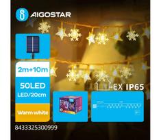 Aigostar - LED saulės girlianda 50xLED/8 funkcijų 12m IP65 šiltai balta