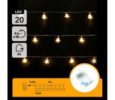 Aigostar - LED girlianda 20xLED/3xAA 3,3m žvaigždės