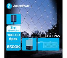 Aigostar - LED saulės girlianda 100xLED/8 funkcijų 4,5x1,5m IP65 šaltai balta