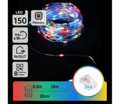 Aigostar - LED lauko girlianda 150 LED / 8 režimai / 3xAA, 15,3 m, IP44