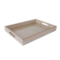 Padėklas Home4You HAZEL 40x30cm, smėlio spalvos, stiklo dizainas